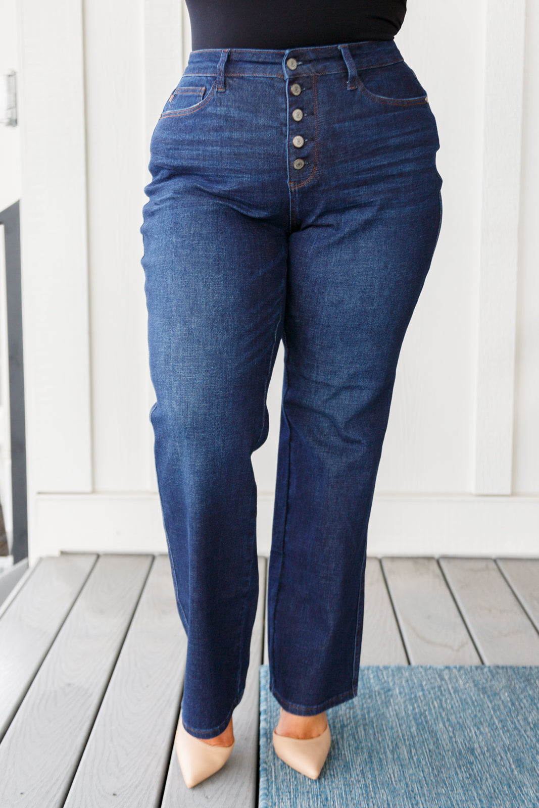 Judy Blue -Arlo High Rise Button-Fly Straight Jeans