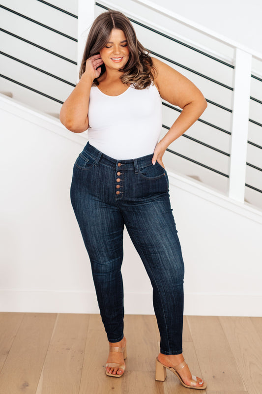 Judy Blue -Celecia High Waist Hand Sanded Resin Skinny Jeans