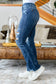 Judy Blue -Christine High Contrast Slim Bootcut Destroyed Jeans