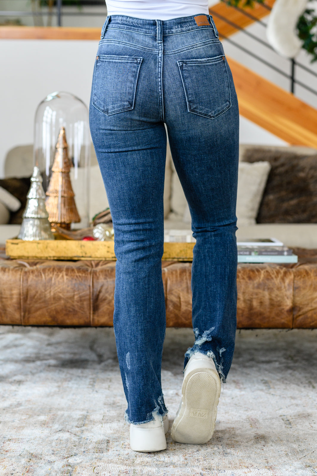 Judy Blue -Christine High Contrast Slim Bootcut Destroyed Jeans