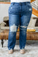 Judy Blue -Christine High Contrast Slim Bootcut Destroyed Jeans