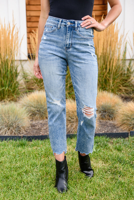 Judy Blue -Cityscape Cropped Chew Hem