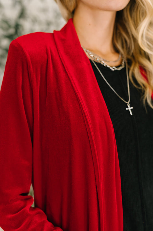 Happy Hours Long Velvet Cardigan