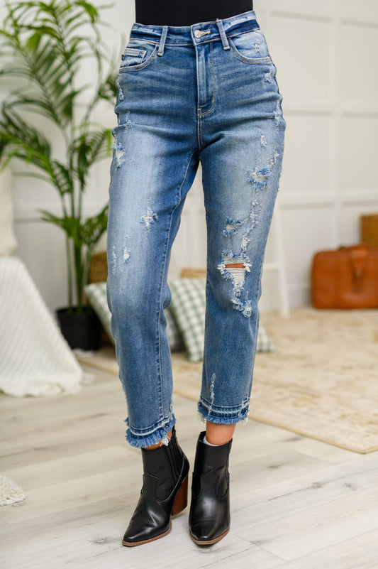 Judy Blue -Harley Distressed Ankle Hem Jeans