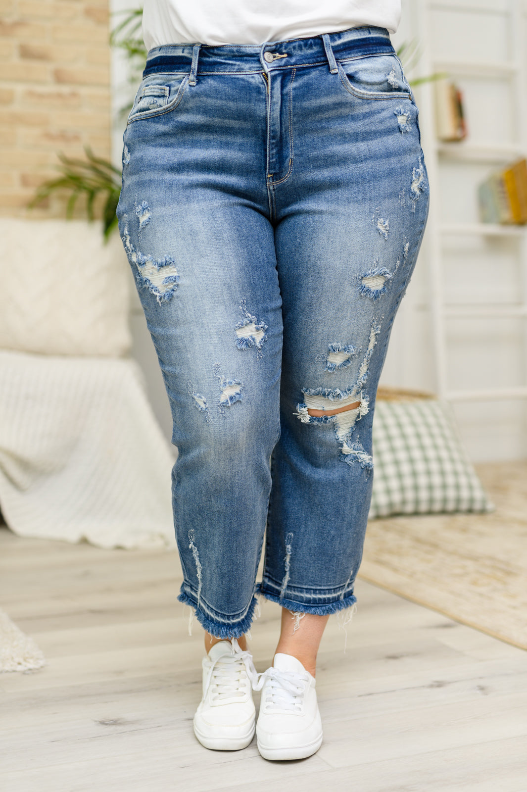 Judy Blue -Harley Distressed Ankle Hem Jeans