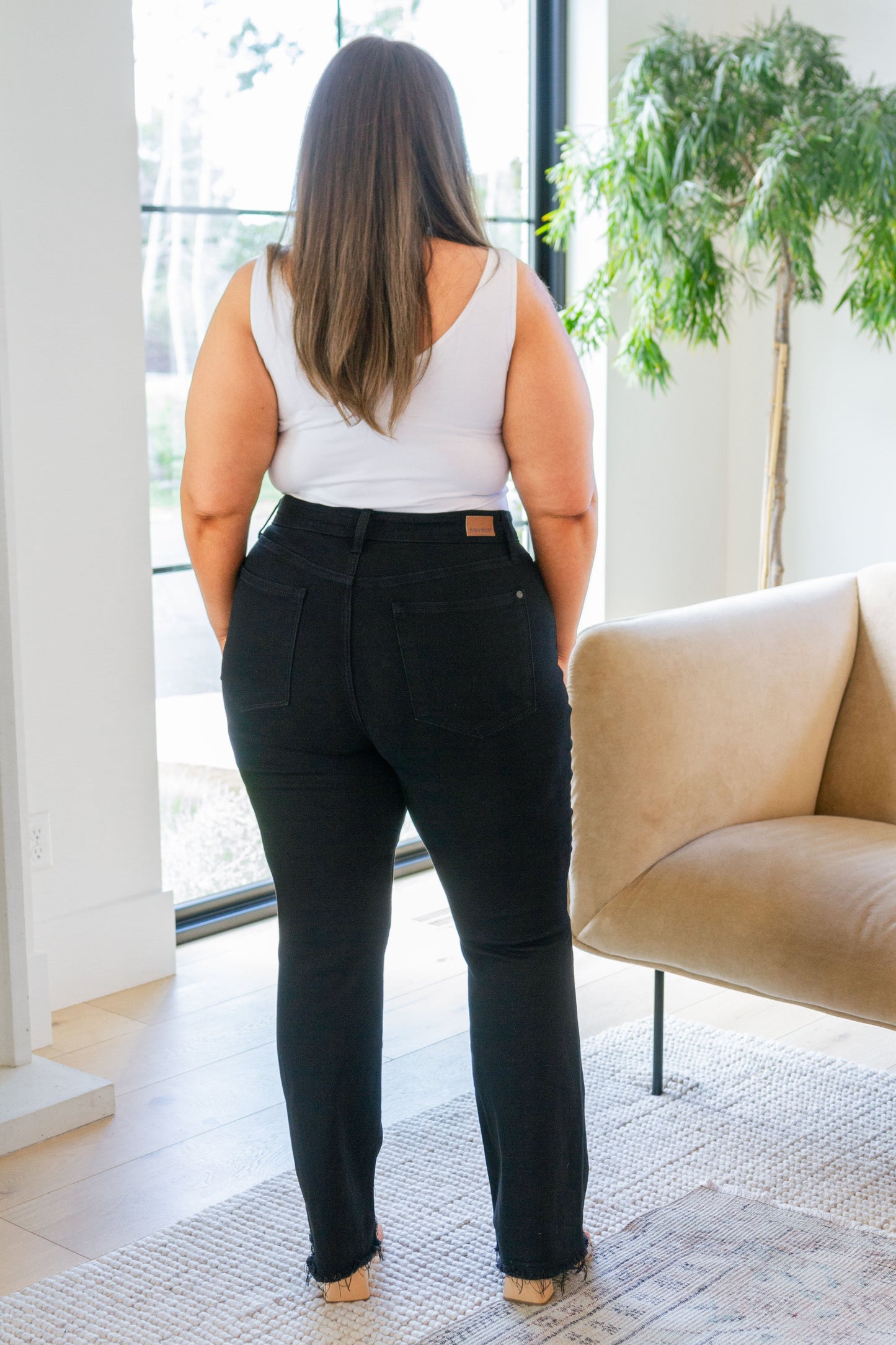 Judy Blue -Harriet High Rise Button Fly Bootcut Jeans in Black