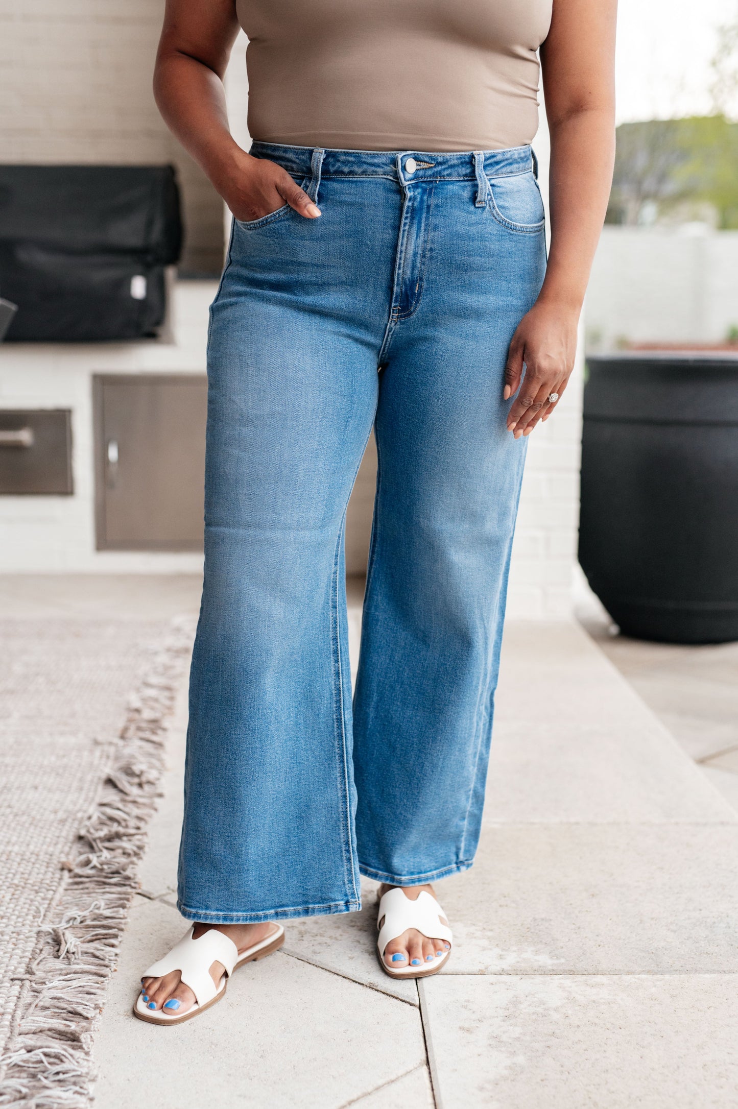 Judy Blue -Hayes High Rise Wide Leg Crop Jeans