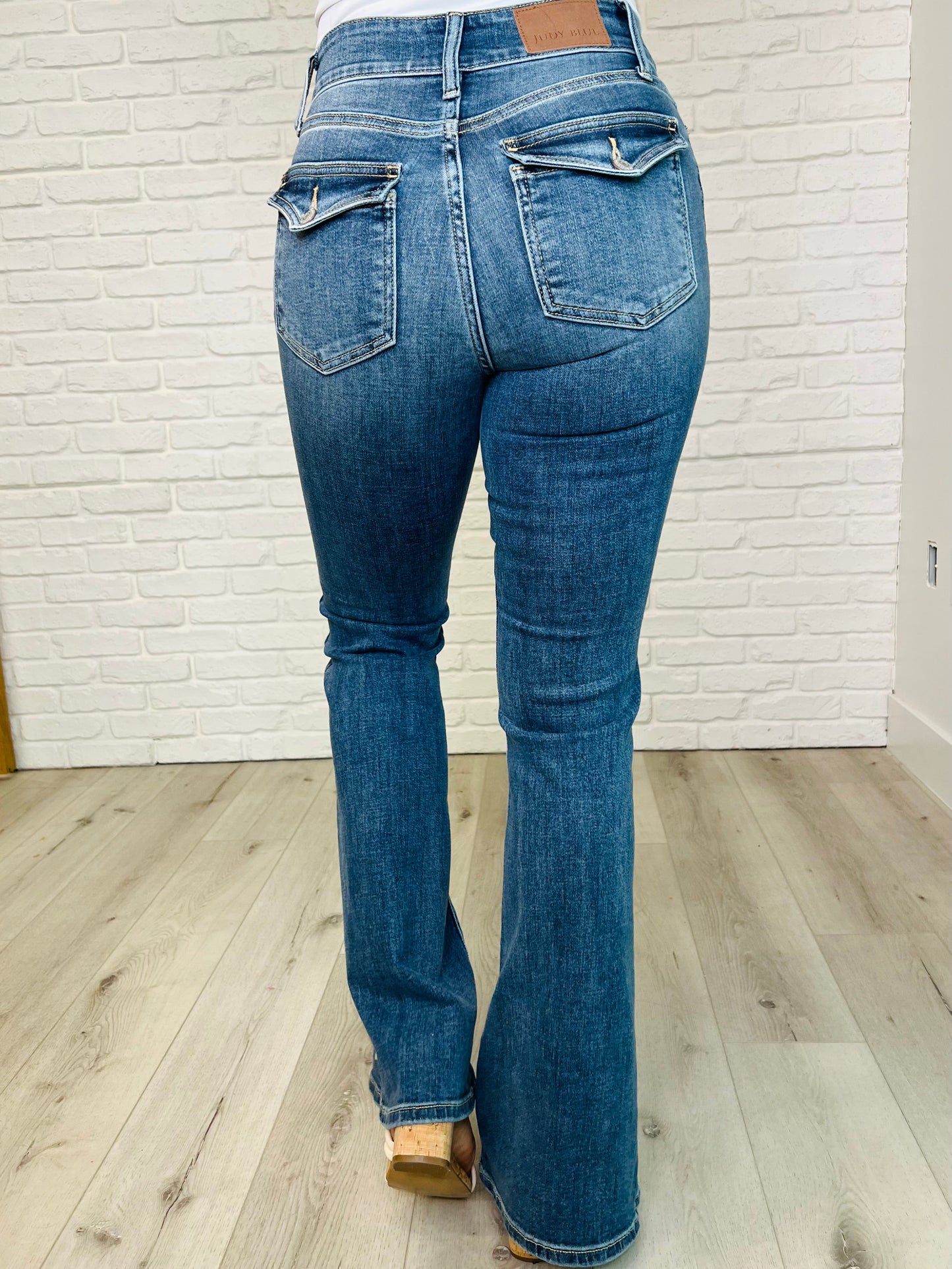 Judy Blue -Ariana High Rise Double Button Waistband Flare Jeans