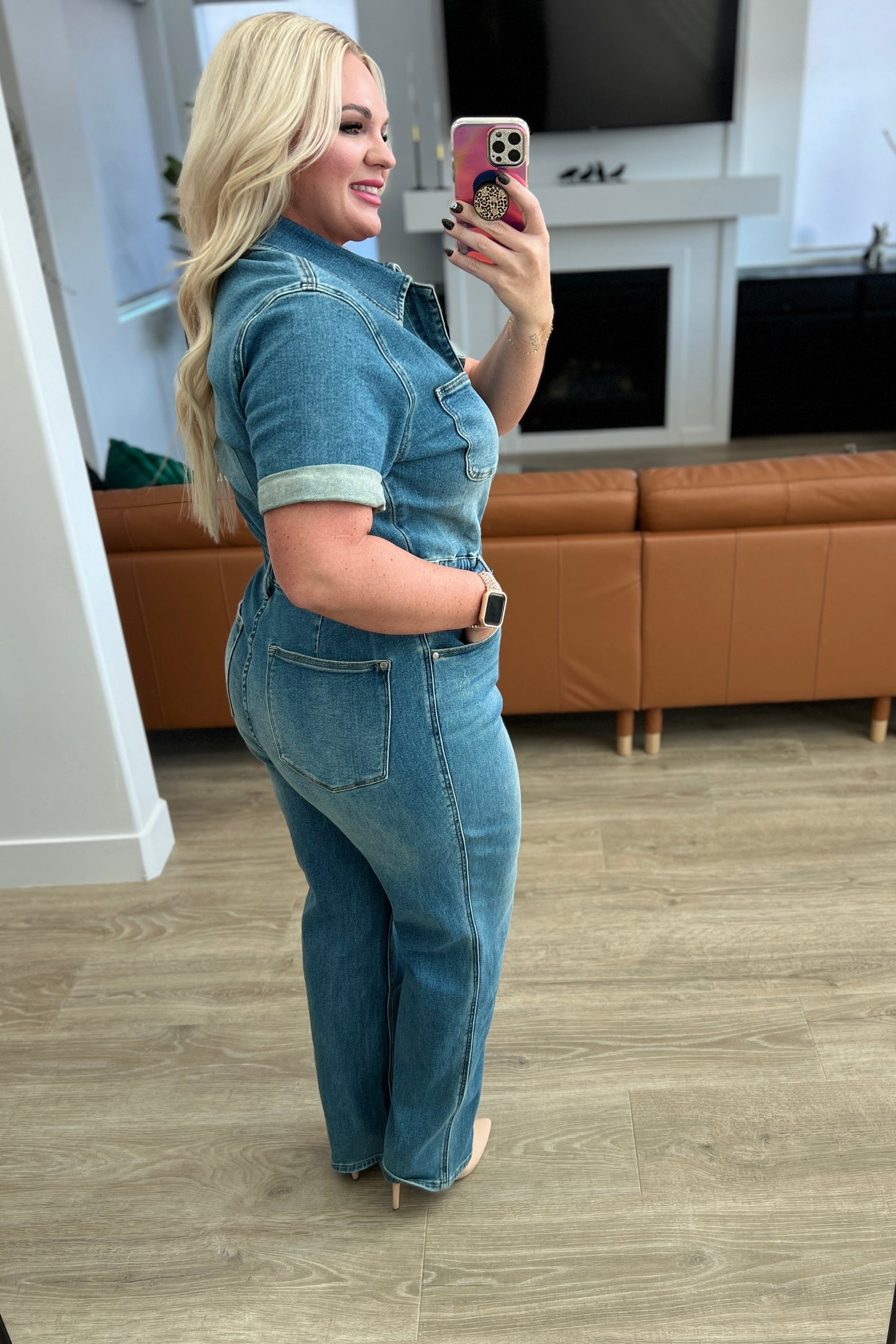Judy Blue -Sylvia Short Sleeve Denim Jumpsuit
