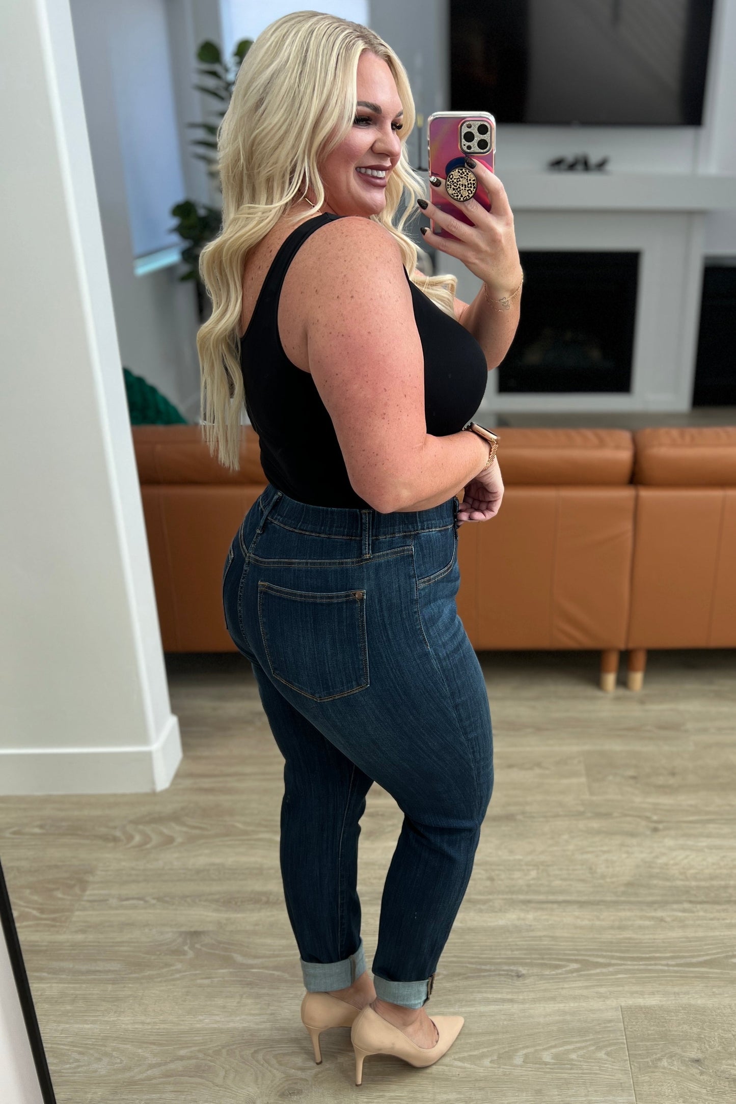 Judy Blue -Rowena High Rise Pull On Double Cuff Slim Jeans