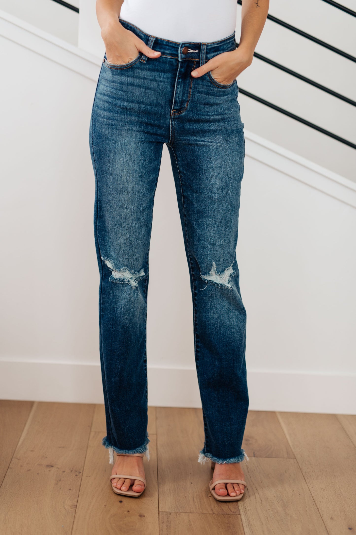 Judy Blue -Morgan High Rise Distressed Straight Jeans