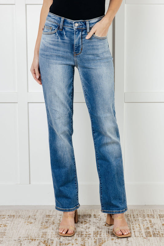 Judy Blue -Nivea Vintage Wash Thermal Straight Jeans