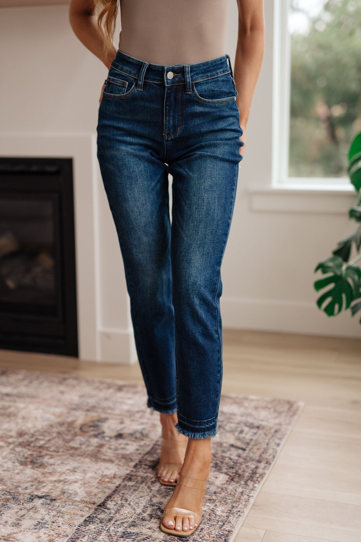 Judy Blue -Phillipa High Rise Release Hem Slim Jeans