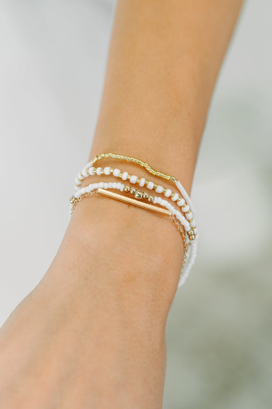 Poised & Polished Bracelet Set in White and Gold