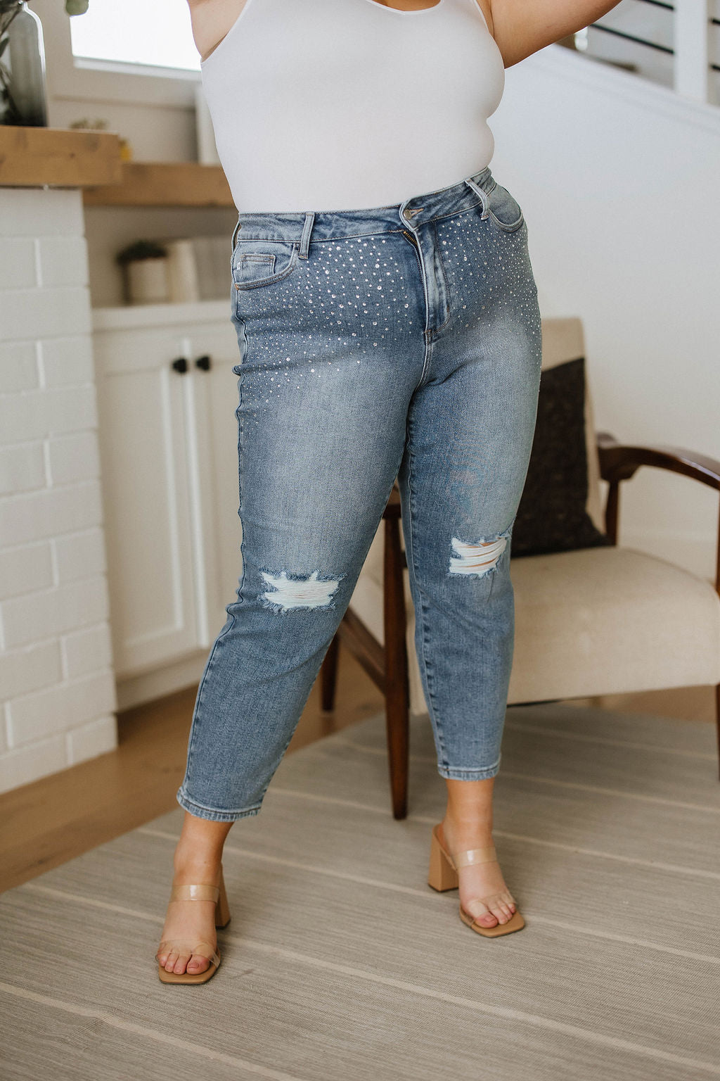 Judy Blue -Reese Rhinestone Slim Fit Jeans
