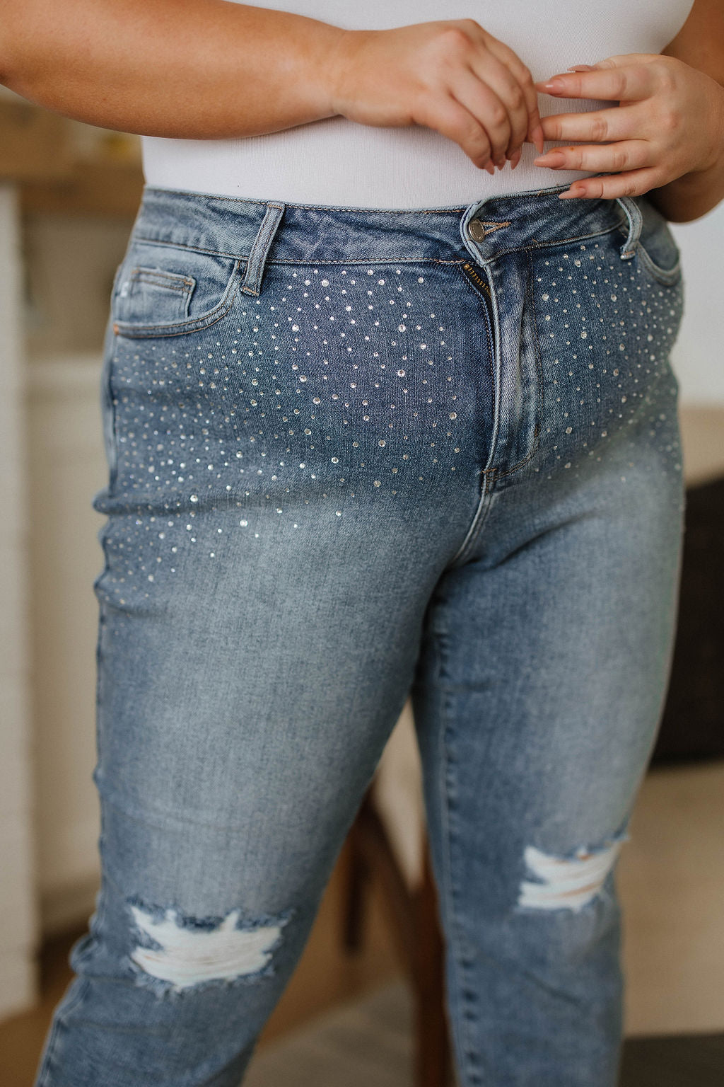 Judy Blue -Reese Rhinestone Slim Fit Jeans