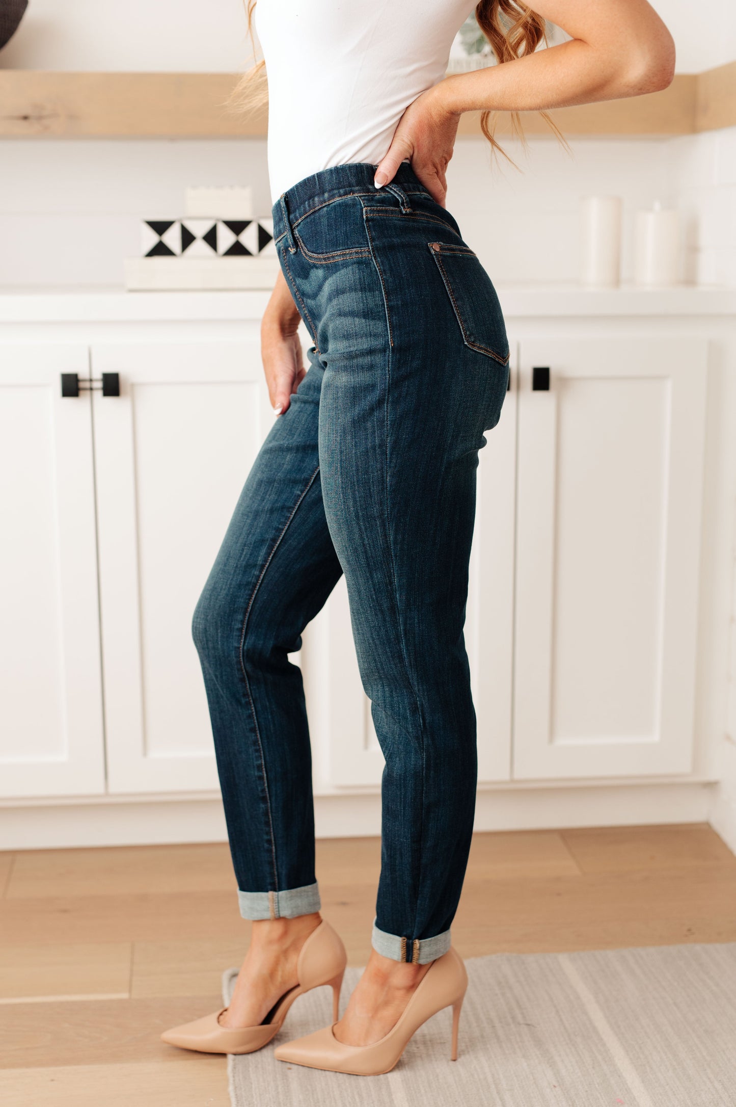 Judy Blue -Rowena High Rise Pull On Double Cuff Slim Jeans