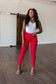 Judy Blue -Ruby High Rise Control Top Garment Dyed Skinny Jeans in Red