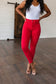 Judy Blue -Ruby High Rise Control Top Garment Dyed Skinny Jeans in Red