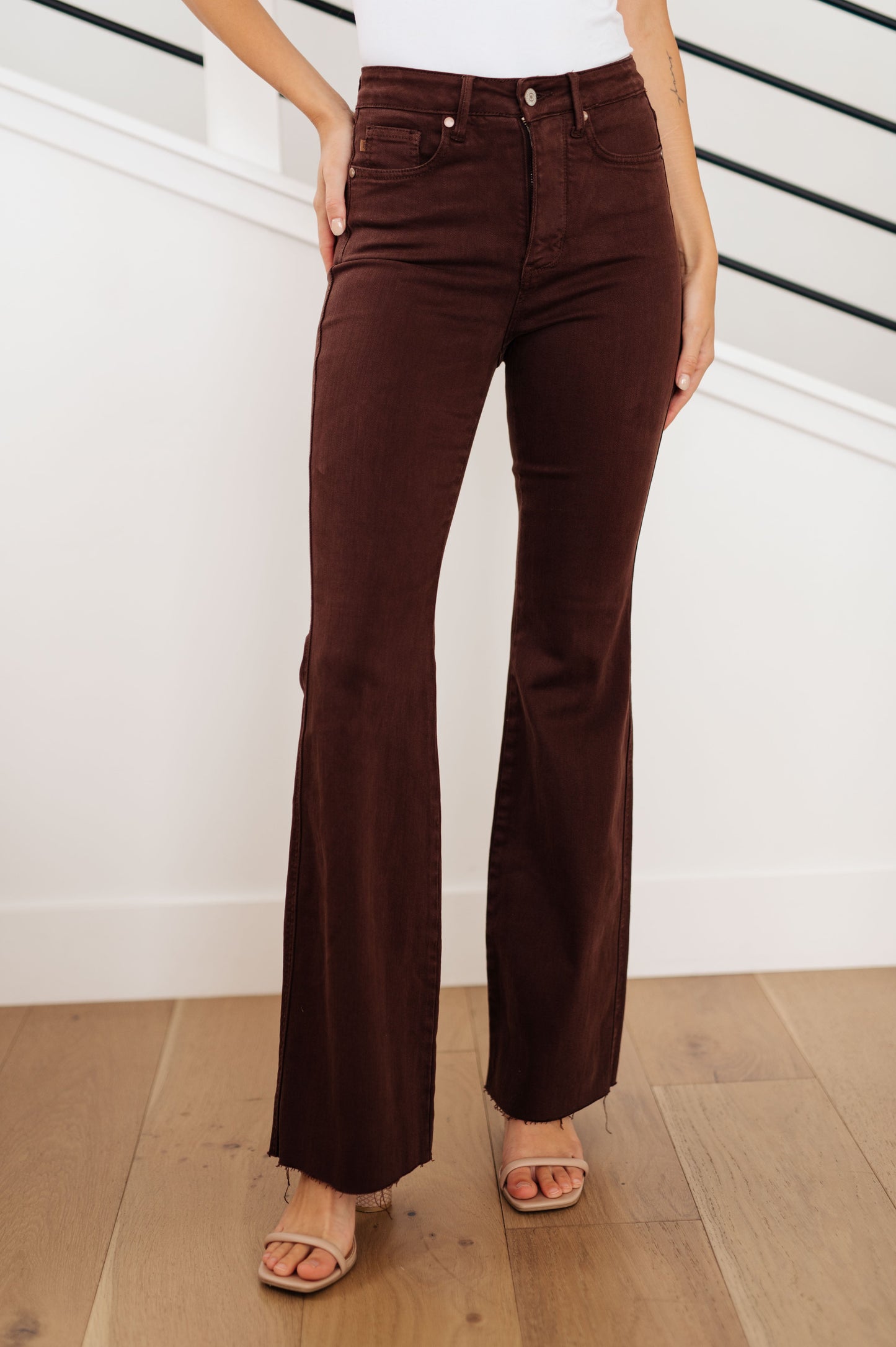 Judy Blue -Sienna High Rise Control Top Flare Jeans in Espresso