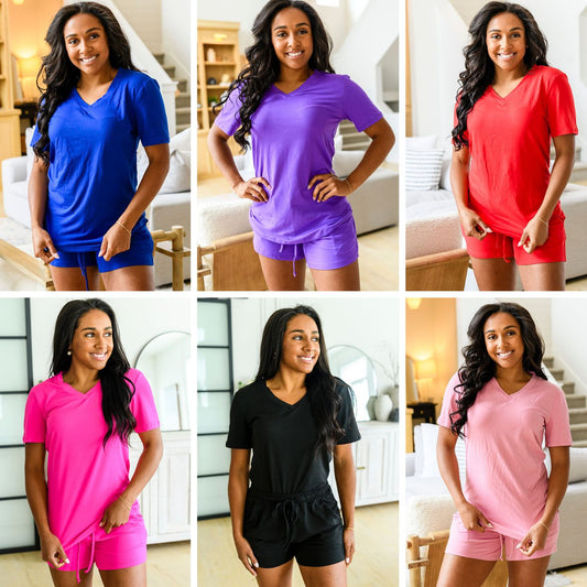 Solid Short Sleeve Pajama Set in Six Colors