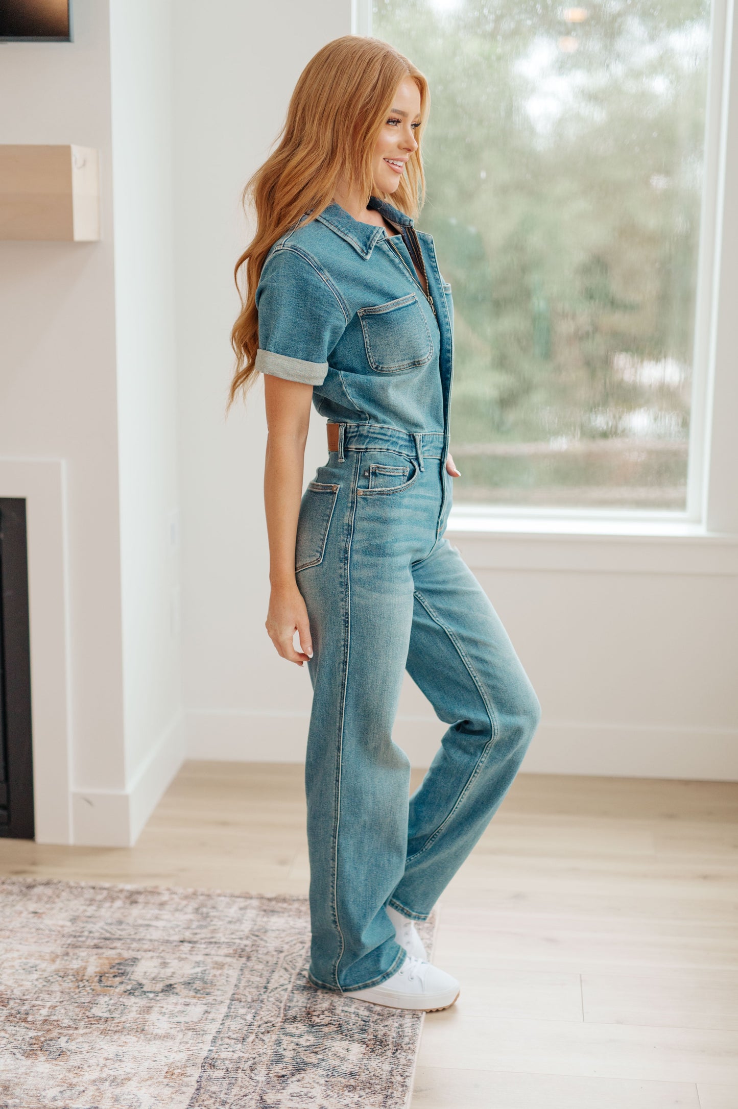 Judy Blue -Sylvia Short Sleeve Denim Jumpsuit