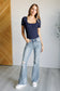 Judy Blue -Caroline Mid Rise Control Top Distressed Flare Jeans