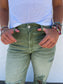 Judy Blue -Blakeley Distressed Jeans In Olive and Camel